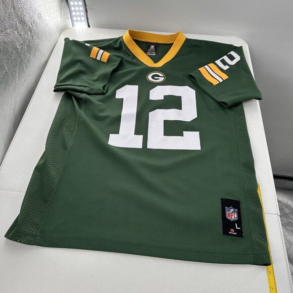 Green Bay Packers Aaron Rodgers Youth Jersey Large 14/16 Green & Yellow NFL Team - Picture 9 of 10